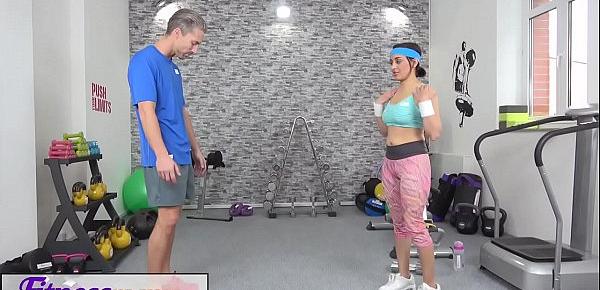  Fitness Rooms Petite sporty British Afghan gets a rough fuck in the gym